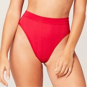 NWOT L*Space Ribbed Frenchi Bitsy Cut Bikini‎ Bottom Red